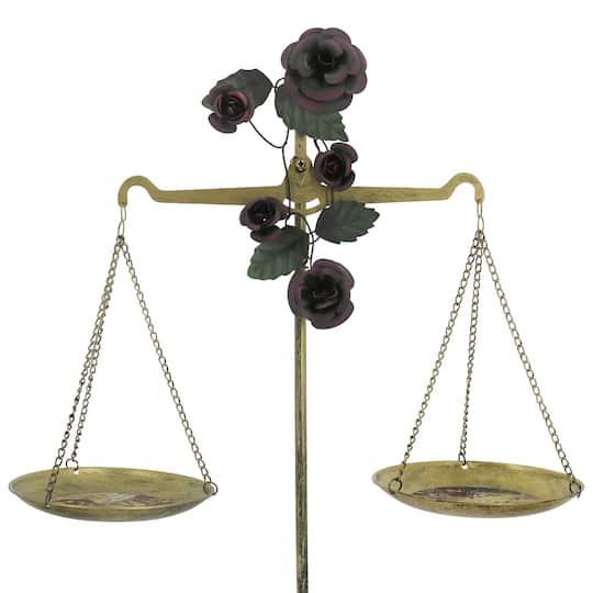 17.5" Antique Gold Scale with Dark Roses Tabletop Décor by Ashland®
